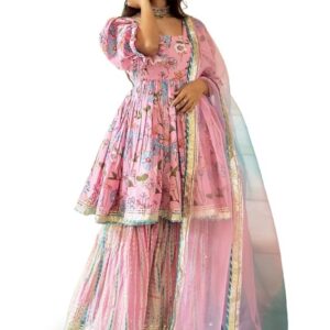 Women Wear Kurta Sharara with Dupatta Set for Women
