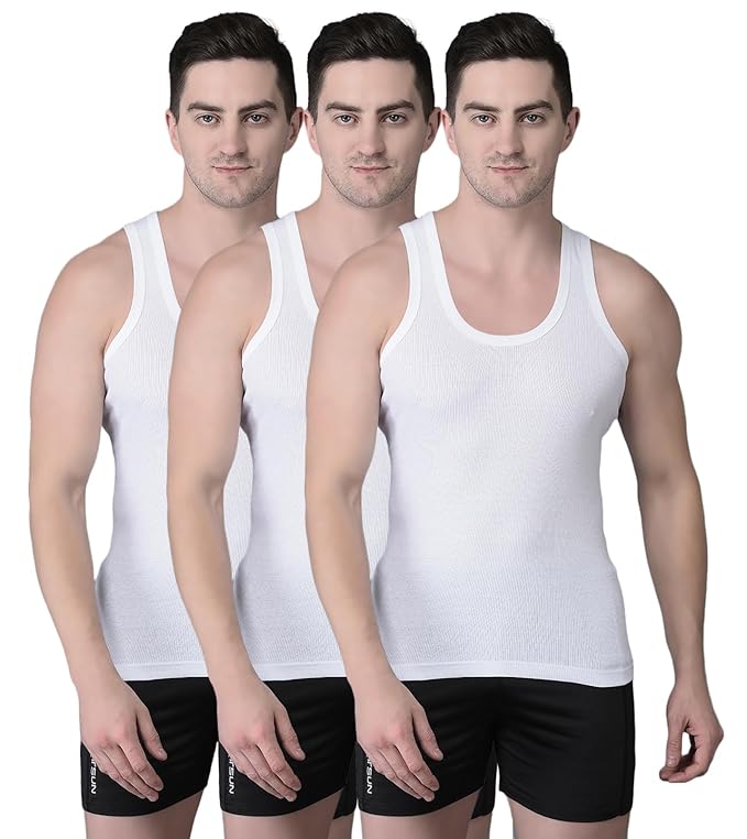 Men's White Pack of 3 Solid Cotton