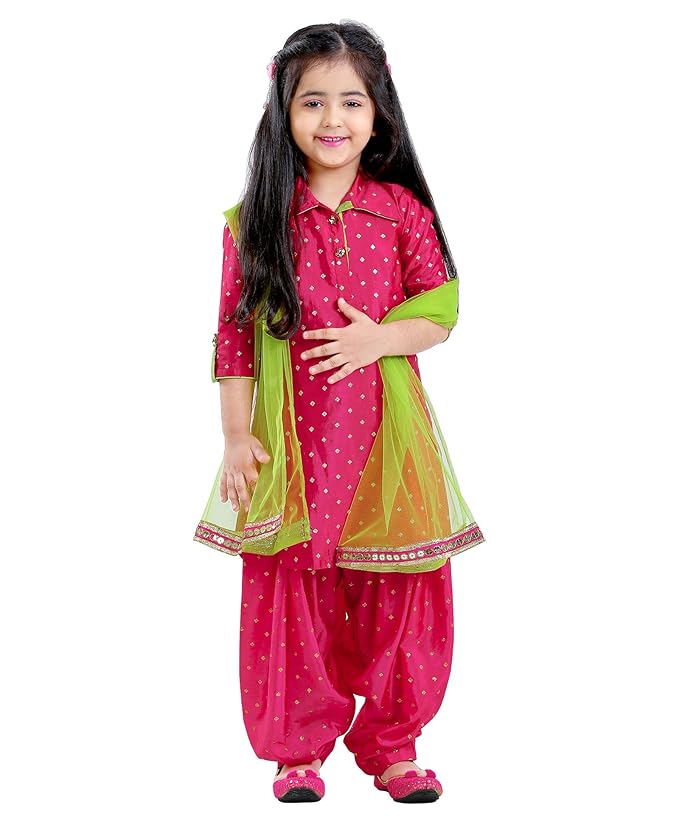 Girl's Silk Patiala Suit